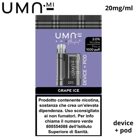 Picture of UMA.MI SWAP POCKET SET DEVICE + POD 1pz GRAPE ICE 2ml 20mg/ml - PLN014778