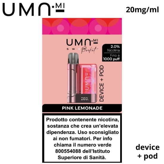 Immagine di UMA.MI SWAP POCKET SET DEVICE + POD 1pz PINK LEMONADE 2ml 20mg/ml - PLN014777