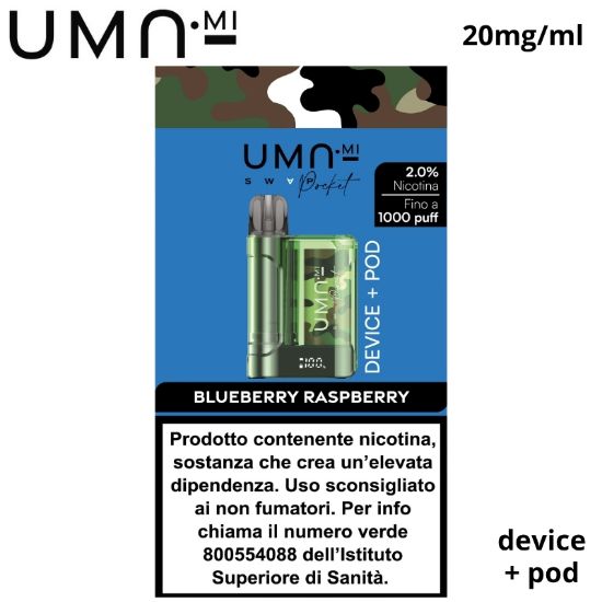 Picture of UMA.MI SWAP POCKET SET DEVICE + POD 1pz BLUEBERRY RASPBERRY 2ml 20mg/ml - PLN014782