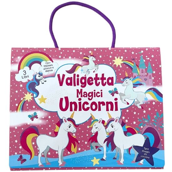 Picture of VALIGETTA UNICORNI GLITTER - 2 libri da colorare, 1 sticker book , 100 + sticker
