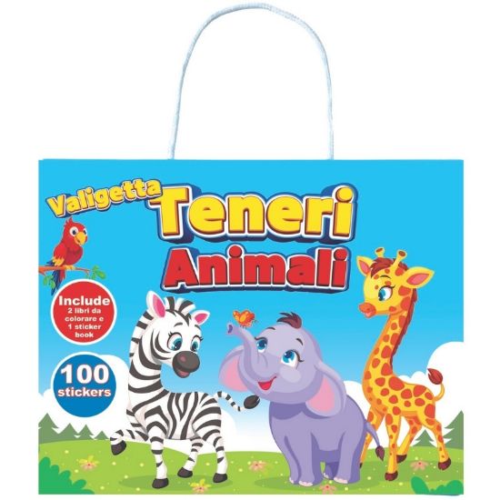 Picture of VALIGETTA TENERI ANIMALI - 2 libri da colorare, 1 sticker book , 100 + sticker