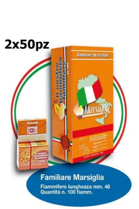 Immagine di FIAMMIFERI FAMILIARI MARSIGLIA 2x50pz STECCA DA 5 x 100 FIAMMIFERI PROMO composta da:------