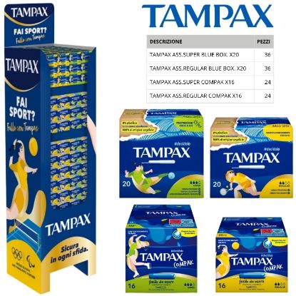 Immagine di ASSORBENTI TAMPAX EXPO 120pz EXPO DA TERRA ASSORTITI