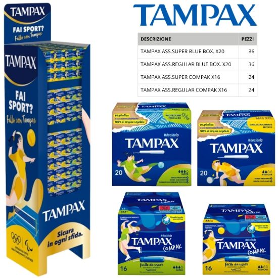 Immagine di ASSORBENTI TAMPAX EXPO 120pz EXPO DA TERRA ASSORTITI