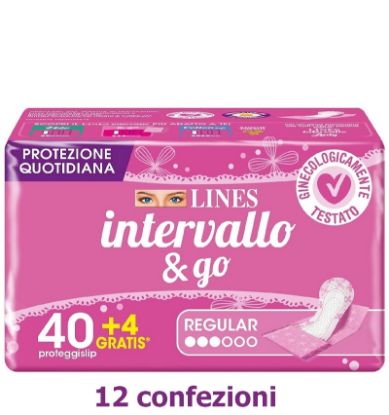 Immagine di ASSORBENTI LINES INTERVALLO&GO RIPIEGATO 12x40pz + 4 PROMO composta da: