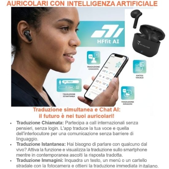Immagine di AURICOLARI CUFFIE WIRELESS TM-XM201AI A.I.mode 1pz TECHMADE