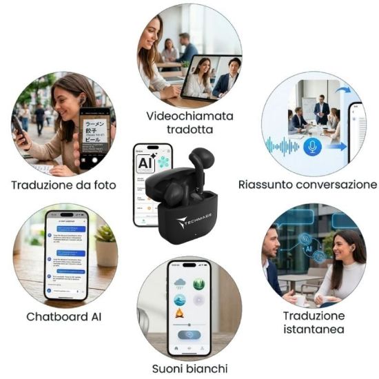 Immagine di AURICOLARI CUFFIE WIRELESS TM-XM201AI A.I.mode 1pz TECHMADE