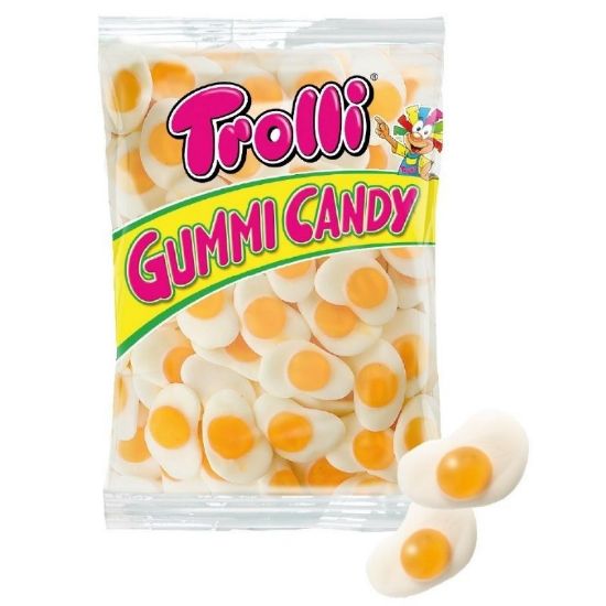 Immagine di TROLLI CARAMELLE BUSTA 100g 16pz FRIED EGGS