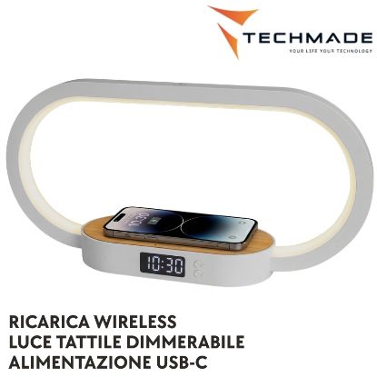 Immagine di OROLOGIO DIGITALE + RICARICA WIRELESS 15W BAMBOO