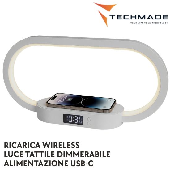 Picture of OROLOGIO DIGITALE + RICARICA WIRELESS 15W BIANCA