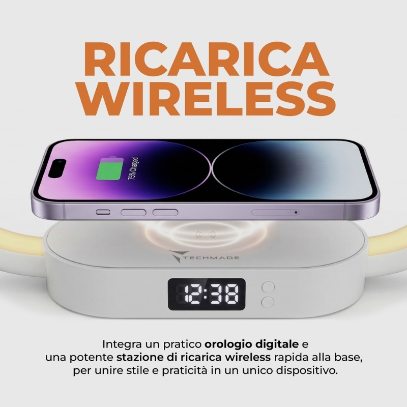 Picture of OROLOGIO DIGITALE + RICARICA WIRELESS 15W BIANCA