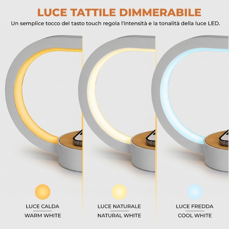 Immagine di OROLOGIO DIGITALE + RICARICA WIRELESS 15W BAMBOO