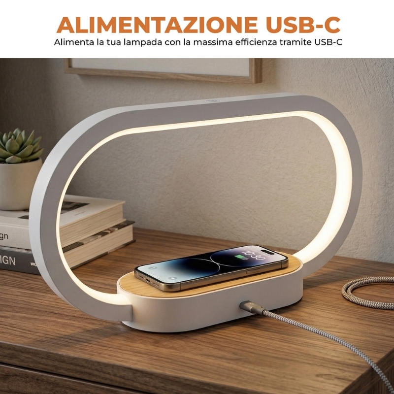 Immagine di OROLOGIO DIGITALE + RICARICA WIRELESS 15W BAMBOO