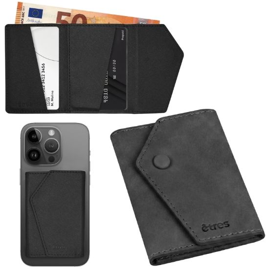 Immagine di PORTAFOGLIO UNISEX 1pz ETRES SMART WALLET PU LEATHER BLACK + SCATOLA REGALO E BORSA