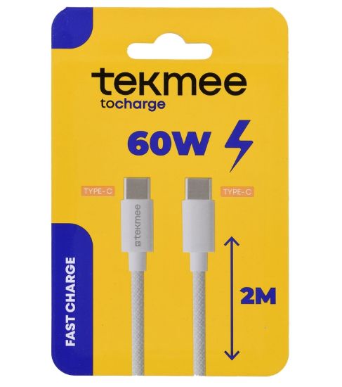 Immagine di CAVETTO TYPE-C TO TYPE-C 1pz 2mt TESSUTO 60W TEKMEE