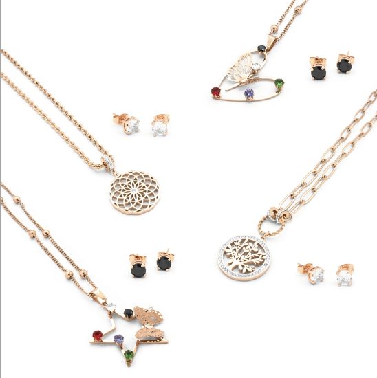 Immagine di PARURE COLLANA + ORECCHINI DONNA NAVIGARE 4pz + SCATOLA REGALO (promo senza sacchetto)
