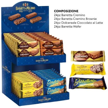 Immagine di BARATTI&MILANO BARRETTE 96pz 4 GUSTI ASSORTITI + EXPO DA BANCO - PR2026