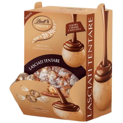 Immagine di LINDT BOULES LINDOR 1200gr GOLDEN CARAMEL E NOCCIOLA 96pz bocca di lupo - PR2026