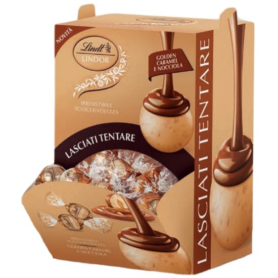 Immagine di LINDT BOULES LINDOR 1200gr GOLDEN CARAMEL E NOCCIOLA 96pz bocca di lupo - PR2026