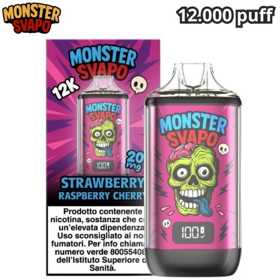 Immagine di MONSTER SVAPO KIT + POD 1pz STRAWBERRY RASPBERRY CHERRY 10ml 20mg/ml - PLN016695
