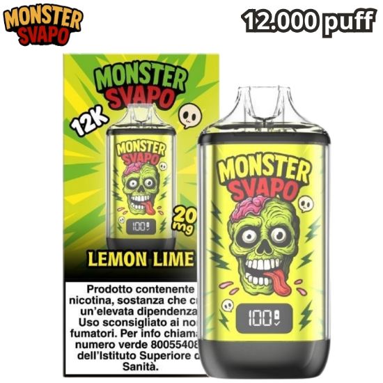 Immagine di MONSTER SVAPO KIT + POD 1pz LEMON LIME 10ml 20mg/ml - PLN016696