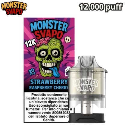 Immagine di MONSTER SVAPO POD 1pz STRAWBERRY RASPBERRY CHERRY 10ml 20mg/ml - PLN016709