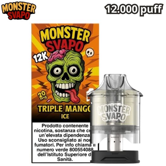 Immagine di MONSTER SVAPO POD 1pz TRIPLE MANGO ICE 10ml 20mg/ml - PLN016712