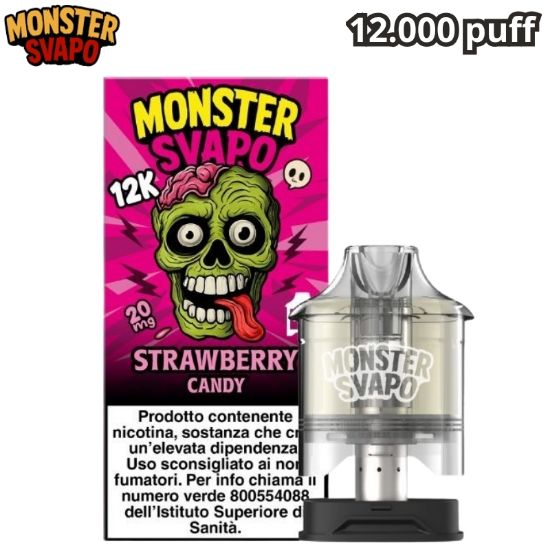 Immagine di MONSTER SVAPO POD 1pz STRAWBERRY CANDY 10ml 20mg/ml - PLN016717