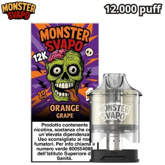 Immagine di MONSTER SVAPO POD 1pz ORANGE GRAPE 10ml 20mg/ml - PLN016718