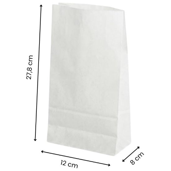 Immagine di SACCHETTI CARTA BIANCO 12x28+8cm 10kg con soffietto