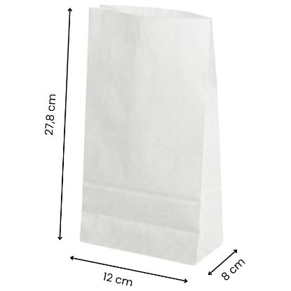 Picture of SACCHETTI CARTA BIANCO 12x28+8cm 10kg con soffietto