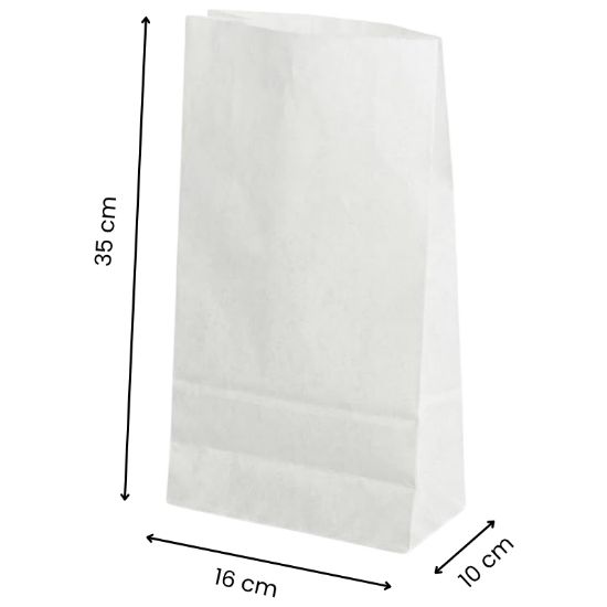 Immagine di SACCHETTI CARTA BIANCO 16x35+10cm 10kg con soffietto