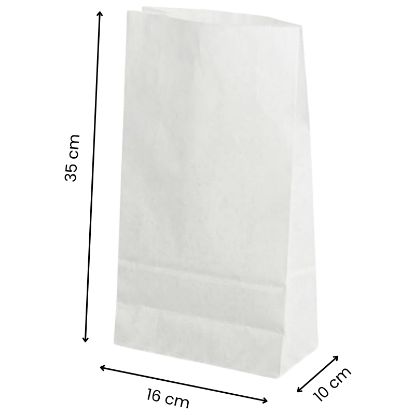 Immagine di SACCHETTI CARTA BIANCO 16x35+10cm 10kg con soffietto