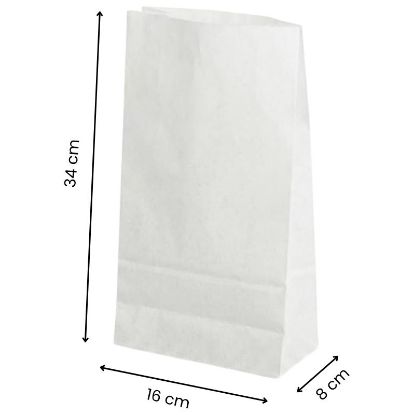 Immagine di SACCHETTI CARTA BIANCO 16x34+8cm 1000pz con soffietto