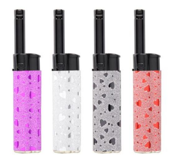 Immagine di ACCENDIGAS RICARICABILE ATOMIC MINI 24pz GLITTER CUORI