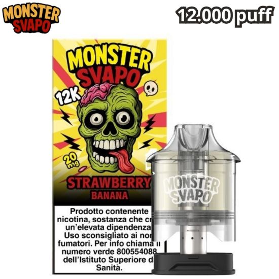 Picture of MONSTER SVAPO POD 1pz STRAWBERRY BANANA 10ml 20mg/ml - PLN016713
