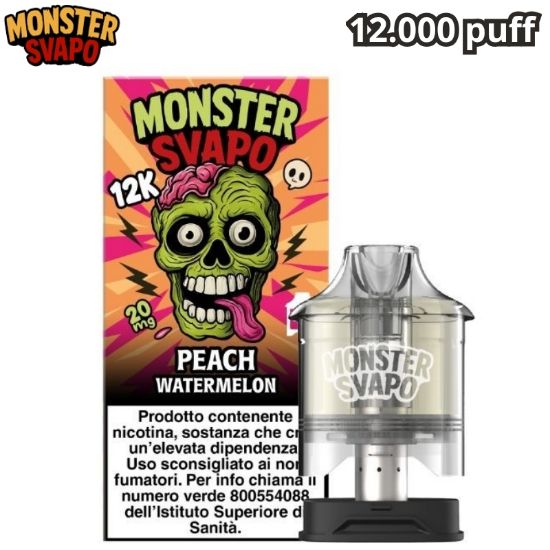 Immagine di MONSTER SVAPO POD 1pz PEACH WATERMELON 10ml 20mg/ml - PLN016720