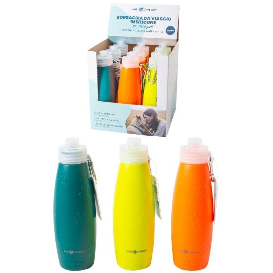 Immagine di PET BORRACCIA IN SILICONE SENZA BPA 600ml EXPO 9pz CON MOSCHETTONE