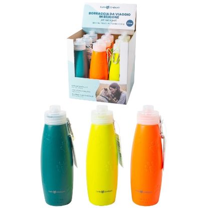 Immagine di PET BORRACCIA IN SILICONE SENZA BPA 600ml EXPO 9pz CON MOSCHETTONE