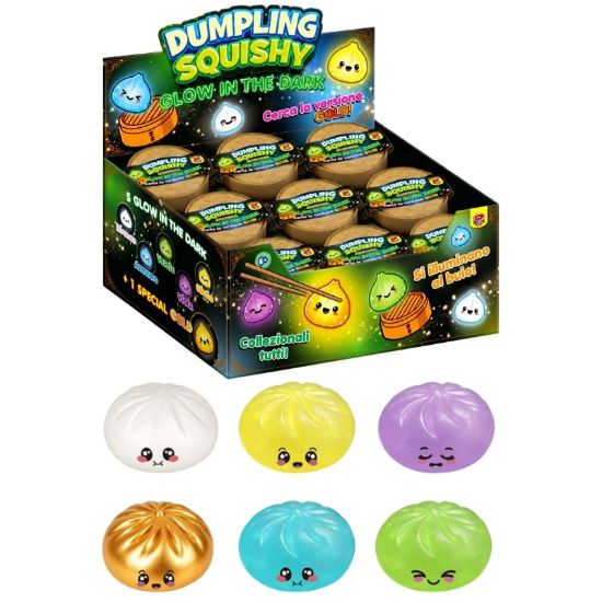 Picture of GIOCHI RAVIOLO DUMPLING SQUISHY 8,5cm GLOW IN THE DARK 1pz