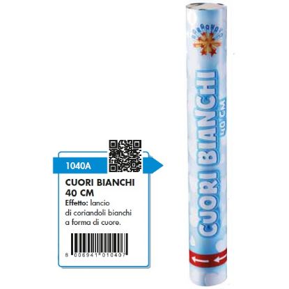 Immagine di TUBO 40CM SPARACORIANDOLI SPOSI CUORI BIANCO