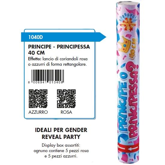 Immagine di TUBO 40CM SPARACORIANDOLI PRINCIPE PRINCIPESSA