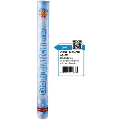 Immagine di TUBO 60CM SPARACORIANDOLI SPOSI CUORI BIANCO