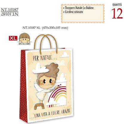Immagine di SACCHETTI SHOPPER DECOR NATALE 45x33x10cm 12pz XLARGE CROMO