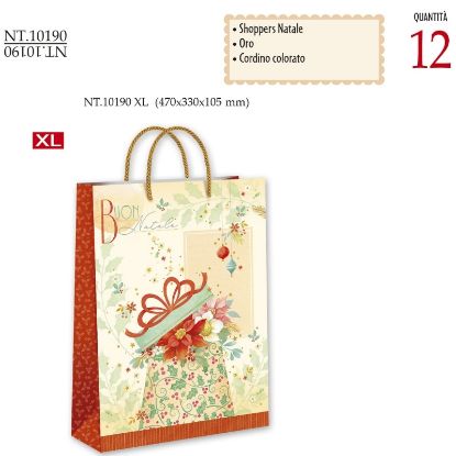Immagine di SACCHETTI SHOPPER DECOR NATALE 45x33x10cm 12pz XLARGE CROMO