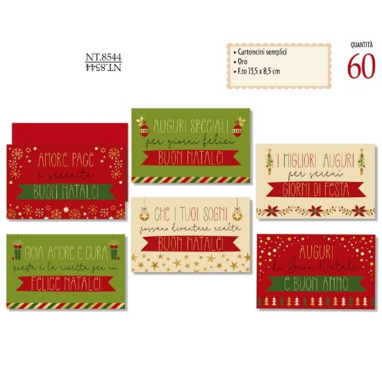 Immagine di BIGLIETTI CROMO NATALE 60pz CARTONCINI