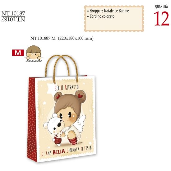 Picture of SACCHETTI SHOPPER DECOR NATALE 22x18x10cm 12pz MEDIO CROMO