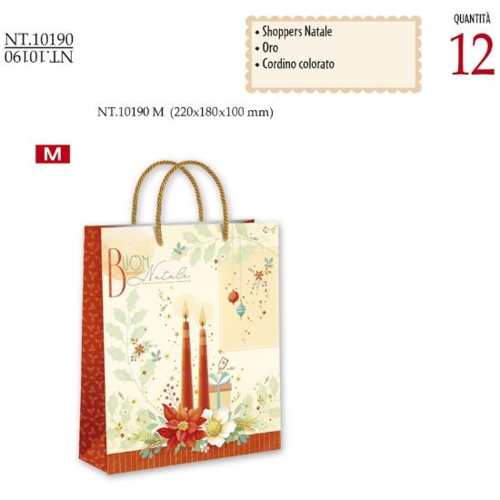 Immagine di SACCHETTI SHOPPER DECOR NATALE 22x18x10cm 12pz MEDIO CROMO