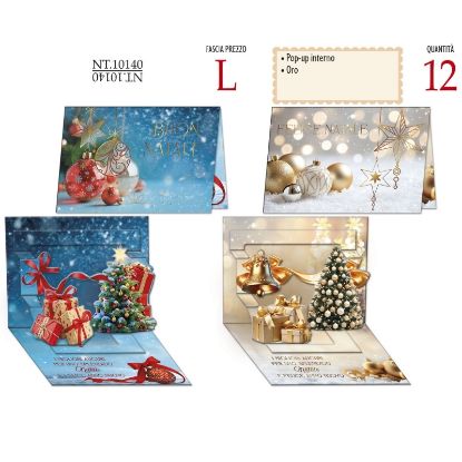 Immagine di BIGLIETTI CROMO NATALE 12pz POP UP