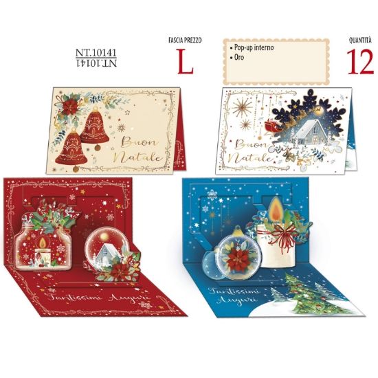 Immagine di BIGLIETTI CROMO NATALE 12pz POP UP